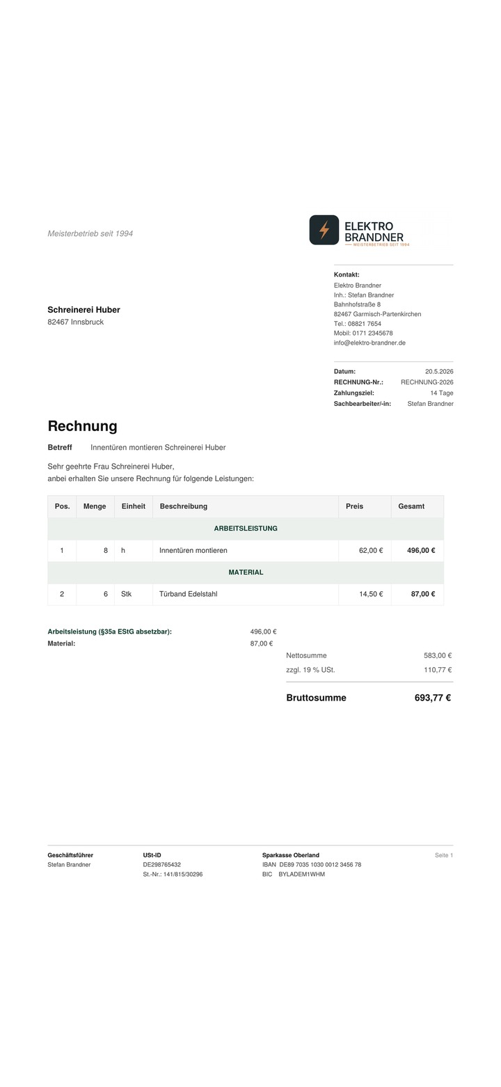 zack● — fertige Rechnung als PDF